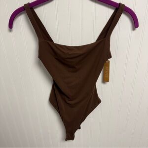 Skims Fits Everybody Square Neck Sleeveless Bodysuit Cocoa XS